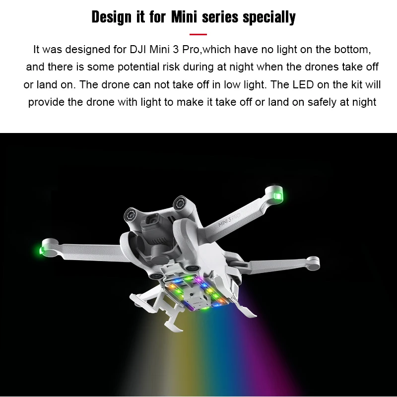 for DJI Mavic 3 Pro LED Extended Foldable Landing Gear Kit Fuselage Height Increasing Bracket Drone Take Off Night Safety Flight