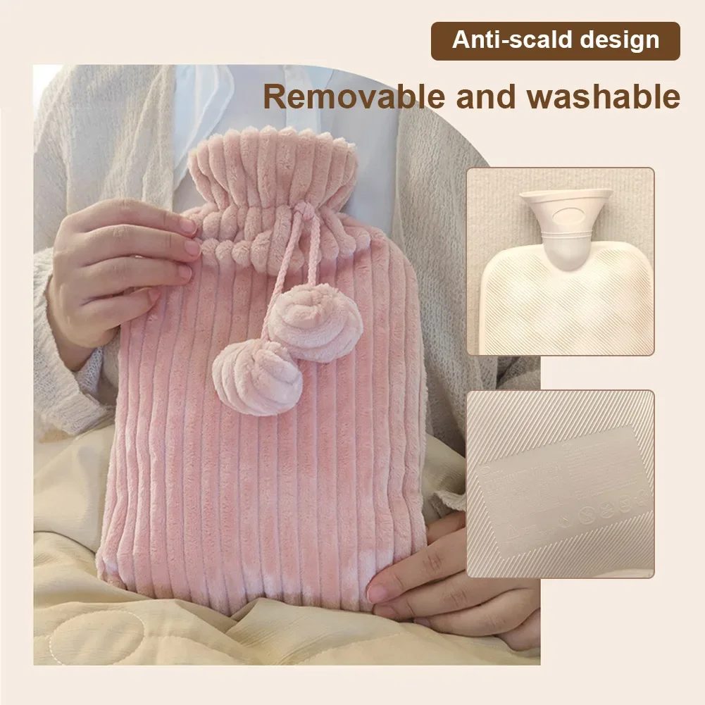 1000-2000ml Warm Water Bag Water-filling Hot Water Bag Cover Female Belly Hand Feet Keeping Warm Hand Warmer Hot Water Bottle Fo