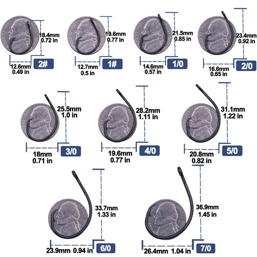Imagen 2 del producto Anzuelos circulares en línea para pesca de agua dulce, anzuelos para bagre, 25 ~ 100 Uds., huecos anchos sin deslocados para lubina, Walleye, tipo tipo de pez, anzuelos circulares de pesca