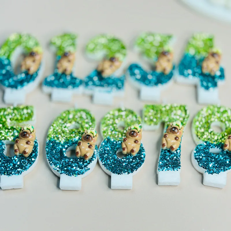 Bonita vela de capibara con números de 0 a 9, adorno para tarta, vela Digital de cumpleaños para niños, decoración para fiesta de cumpleaños, Baby Shower, dibujos animados