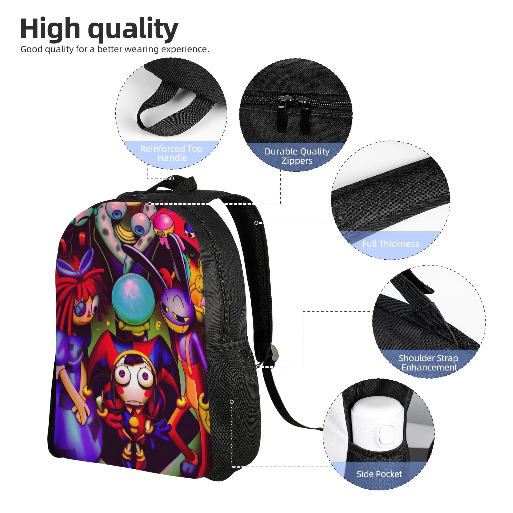 Jax Cartoon Digitals Circus Backpack for Men Women Fashion High School Daypack  College Canvas Bags Sports