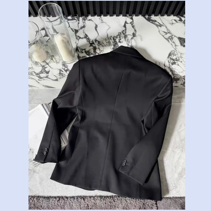 Herfst/winter klassieke basisstijl casual blazer met ronde hals en ronde hals