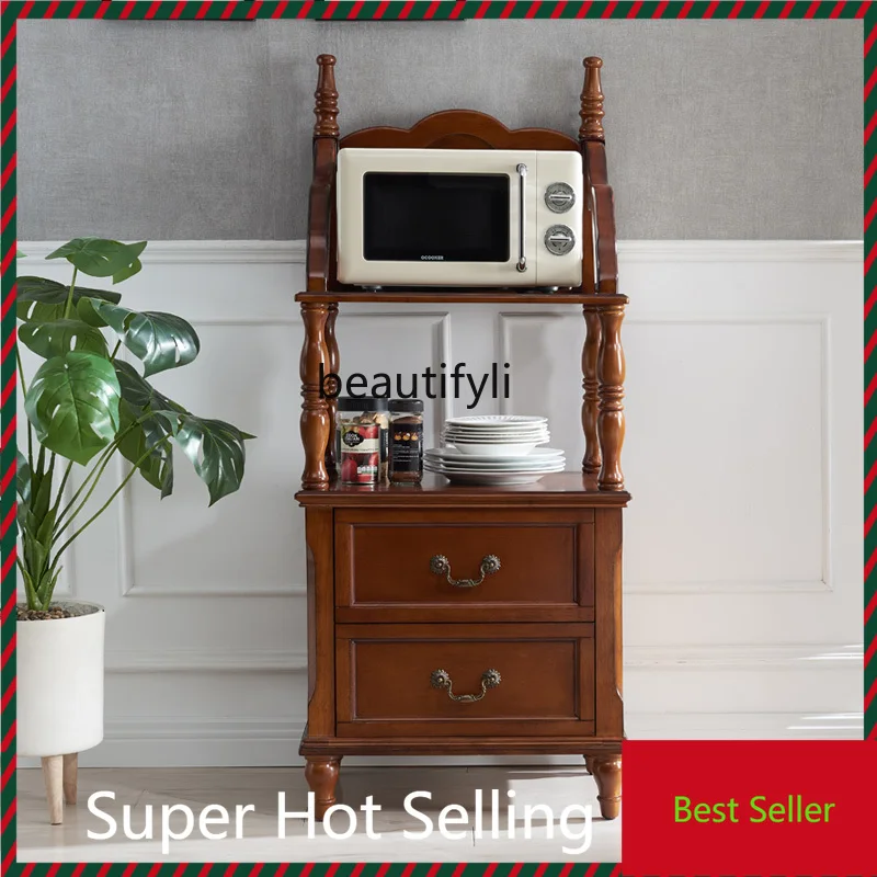 

K132 American Retro Storage Cabinet Solid Wood Microwave Oven Cabinet Oven Printer Sofa Side Cabinet