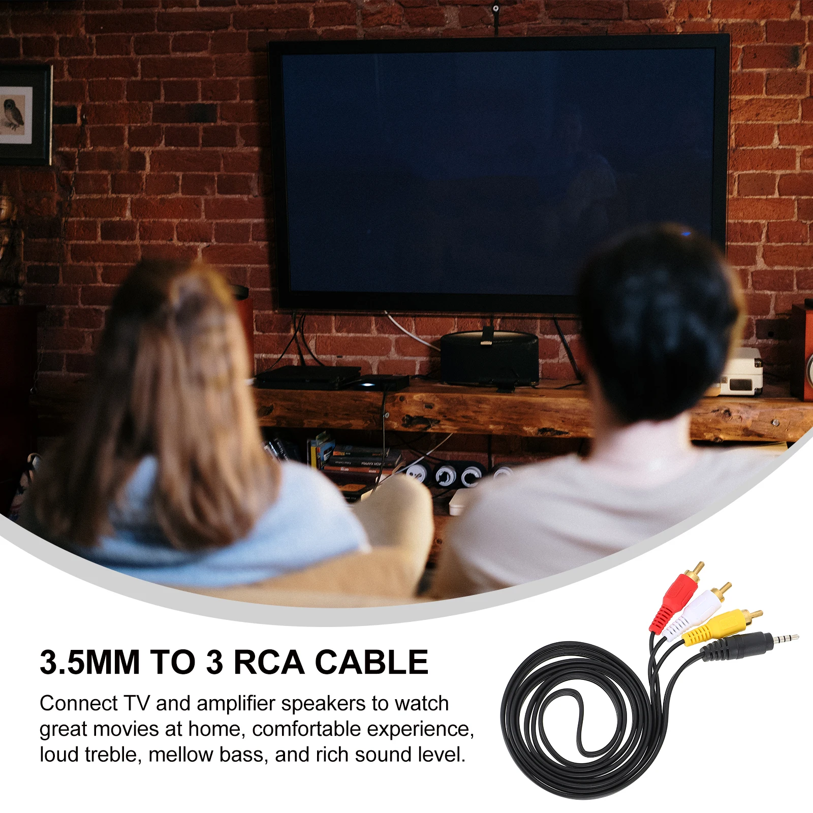 

Cable Data Aux Wire Cables Output Cord Telephone Connection Leads Cable 3.5mm to 3 Audio Adapter Computer Audio Video