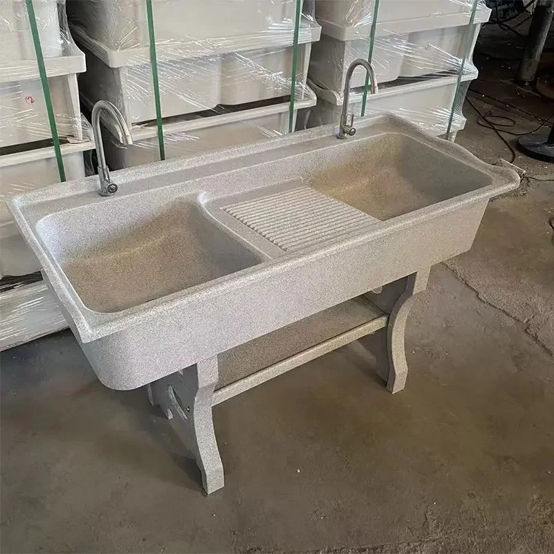 Quartz stone laundry pool integrated molding with washboard marble courtyard indoor and outdoor balcony household laundry basin