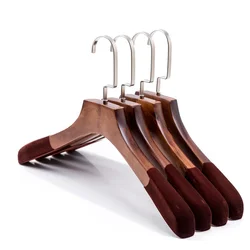 10pcs/lot 24cm-44cm Wood Hangers Black Solid Clothes Hanger/Trousers Rack/Anti Slip Gold Hook Hanger