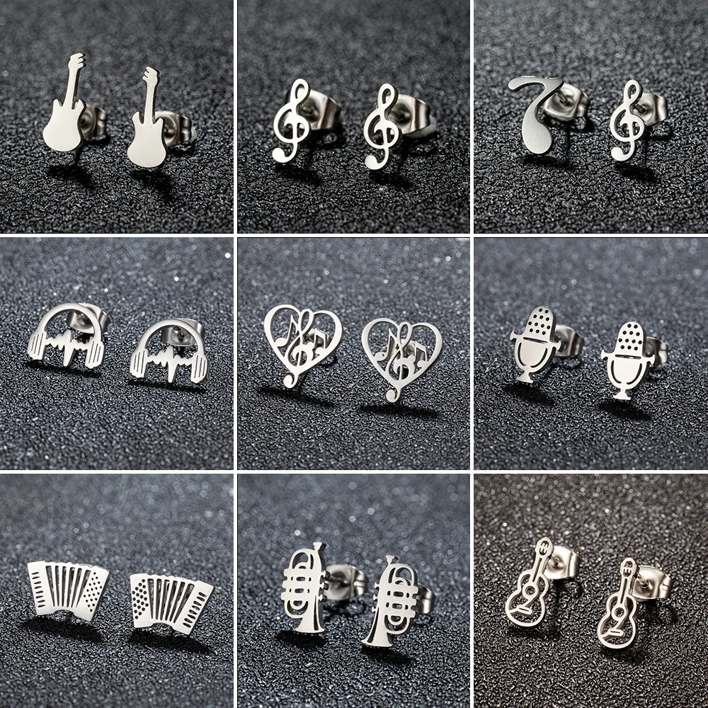 Korean Music Note Earring Heart Of Treble And Bass Fashion Stainless Steel Earings Women Female Wedding Gift Jewelry Pendientes