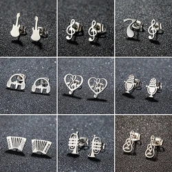 Korean Music Note Earring Heart Of Treble And Bass Fashion Stainless Steel Earings Women Female Wedding Gift Jewelry Pendientes