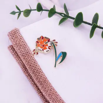 虎百合琺瑯胸針 美麗的花卉金屬徽章 愛麗絲夢幻植物胸針 8 最佳銷售 老虎胸針 - №6