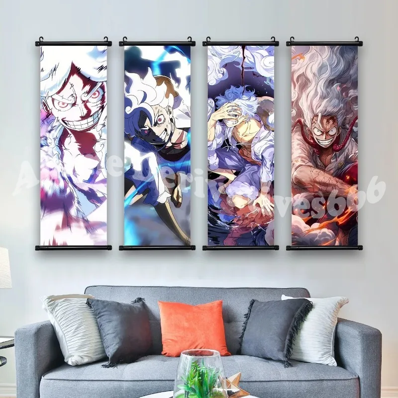 Anime ONE PIECE Poster Luffy Canvas Painting Sun God Nika Art Print Kids Room Decoration Mural for Hanging Scrolls