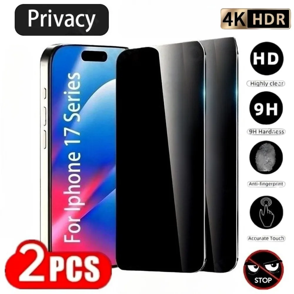 

2 шт. антишпионская полноэкранная защита для iPhone 17 16 15 14 13 Pro Max Air 16 15 Plus 12 11 Pro XR XS твердость закаленного стекла 9H