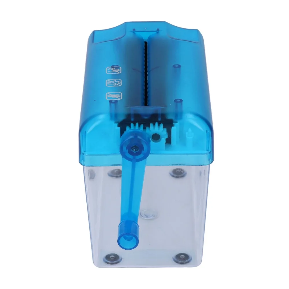 Efficient ABS Paper Shredder Strip Cut Blue Color Hand Shredder Manual Operations Practical Strip Cut Shredder Paper Cutting