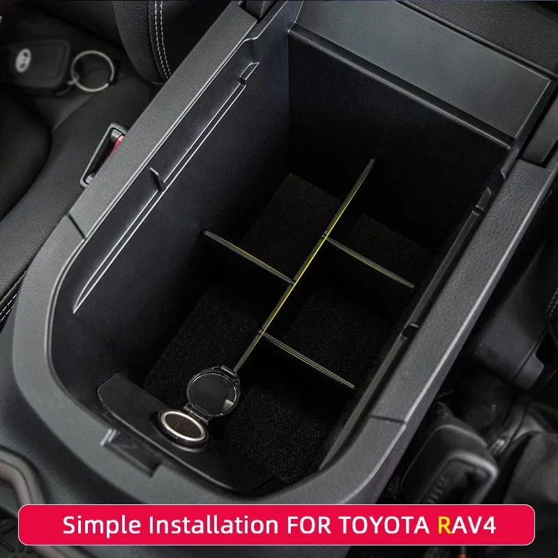 

For TOYOTA RAV4 2018-2020 ABS Black Car Central Console Armrest Box Storage Box Partition Pad Interior Car Accessories