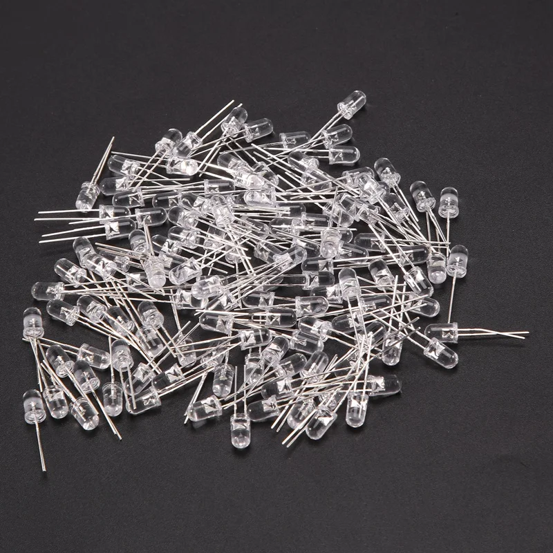 A31Z-1000Pcs LED F5/5Mm Inline White LED Lamp Beads With Short Legs And Edges