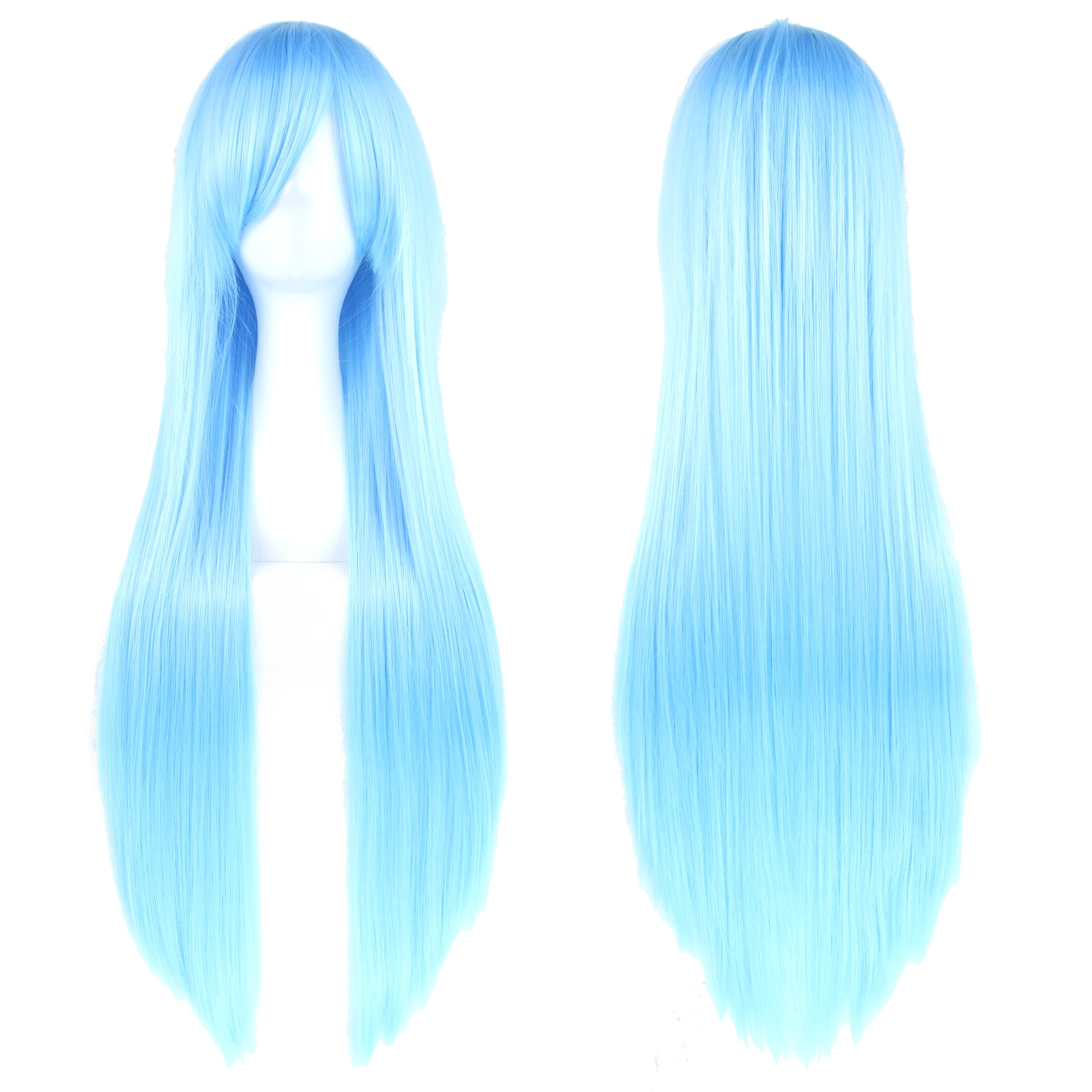Soowee 80 cm lang synthetisch haar wit paars cosplay pruiken partij zwart haar rechte pruik haarstukje voor vrouwen - afbeelding 1