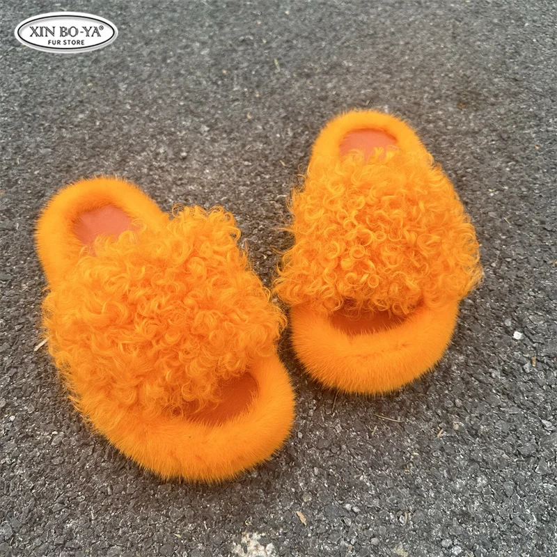 

Женские шлепанцы-сандалии на плоской подошве, летняя повседневная обувь из норки с шерстью, женские вьетнамки, спортивные сандалии с ремешком на пятке, слайды, женские сандалии