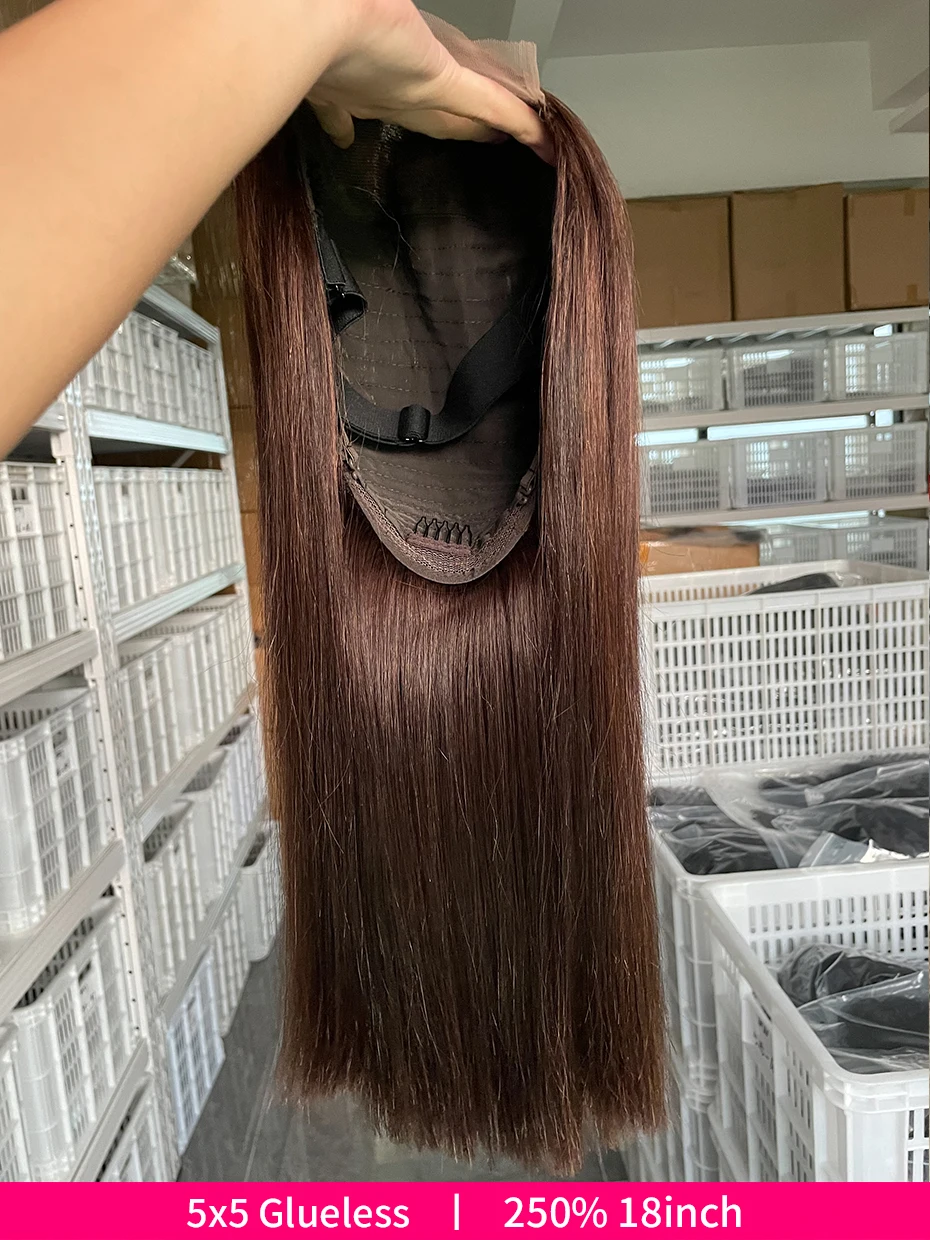 #2 Brown Chocolate Color 250 Density Lace Frontal Wig Human Hair Raw Vietnamese Double Drawn 13x4 Bob Lace Front Human Hair Wigs