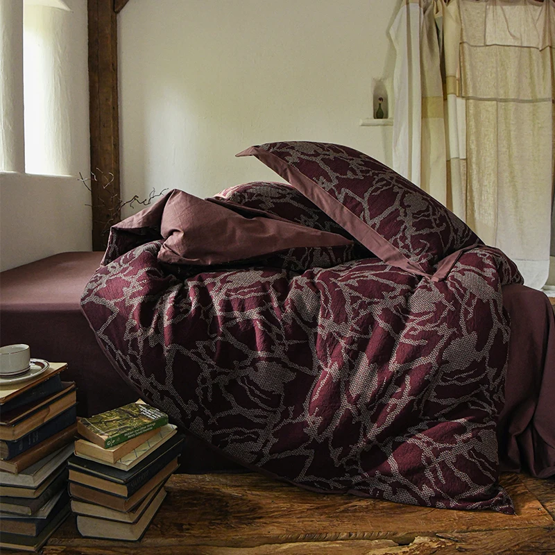2026 New 100% Cotton Yarn-dyed Jacquard 4-Piece Bedding Set, Vintage Honeycomb Series Twin Queen King Size