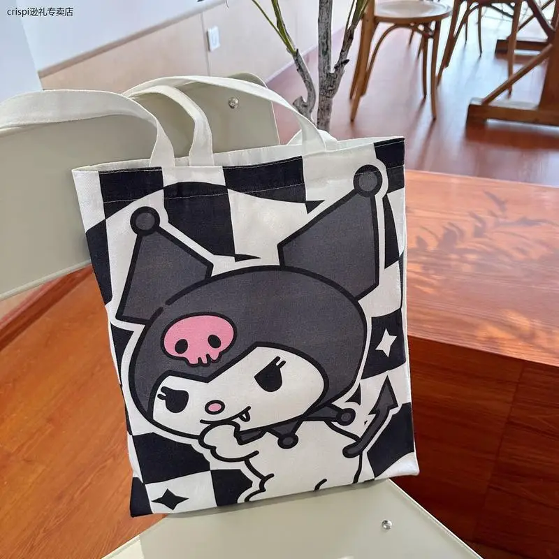 Sanrio Anime Kuromi Bolsa, envolvente Bolsa de Lona, Bolsa Escolar do Estudante, Saco de Grande Capacidade, Livro de Embalagem