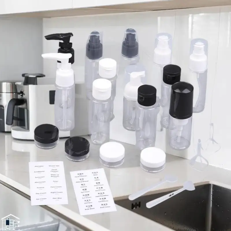 11 pièces/ensemble ensemble de bouteilles de voyage bouteille rechargeable doux PET Lotion shampooing conteneur Tube à presser bouteille vide