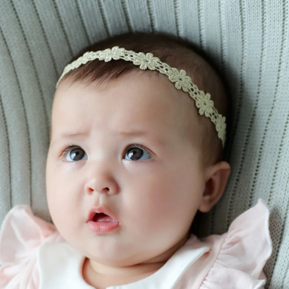 New Cute Lace Headband Newborn Mesh Elastic Turban Sweet Gold Hair Band Outdoor Party