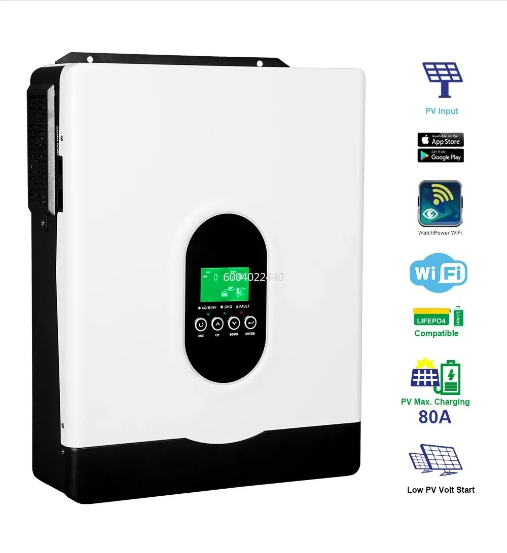 Hybrid Solar Inverter Pure Sine Wave Controller 1KW 2KW 3KW 4KW 6KW 10KW 80A 120A PV 400V DC On / Off Grid Tie Inverter