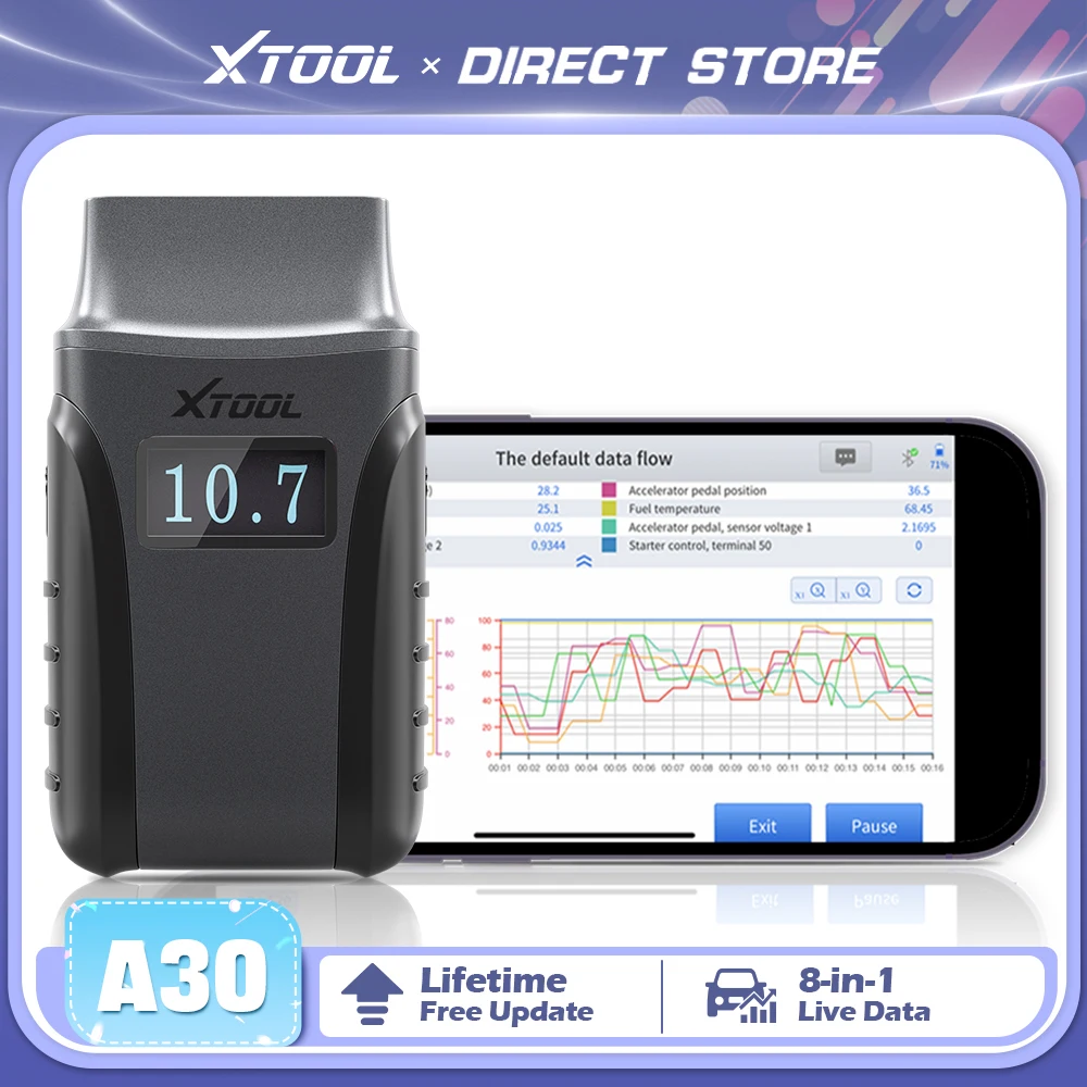 XTOOL Anyscan A30 OBD2 Bluetooth Diagnostic Tools Automotive Scanner With Life time Free Update Bi-directional Built-in CAN FD