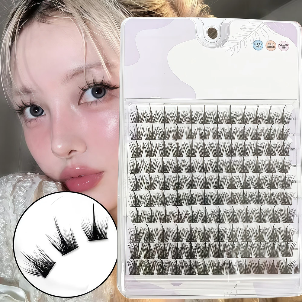 Ciglia finte con punta a torre da 10 pezzi, orecchie di grano, volume segmentato, estensione automatica