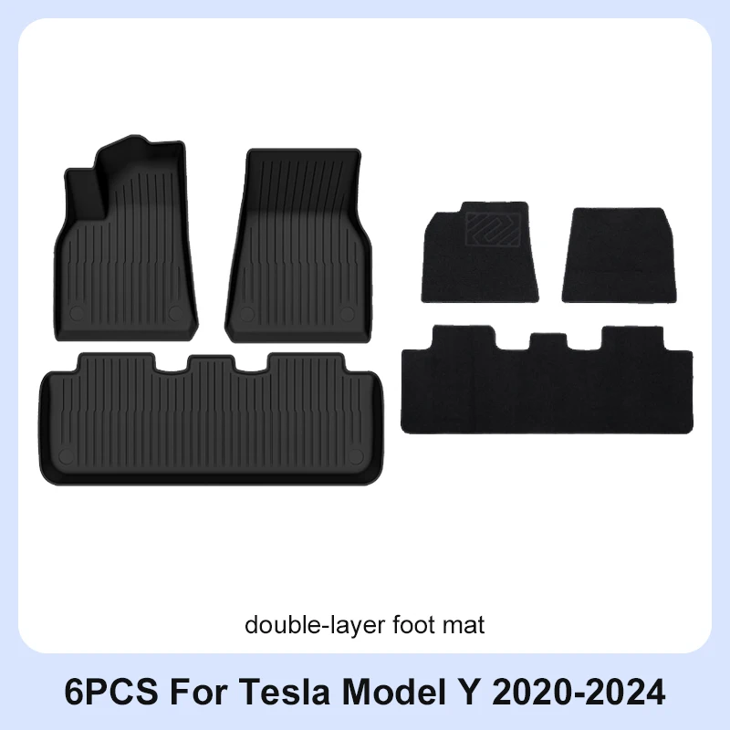 Tesla Model Y Vloermatten 2024 2023 2022 2021 2020 All Weather Vloerbeschermers Volledige Set Waterdicht Antislip Interieurbescherming
