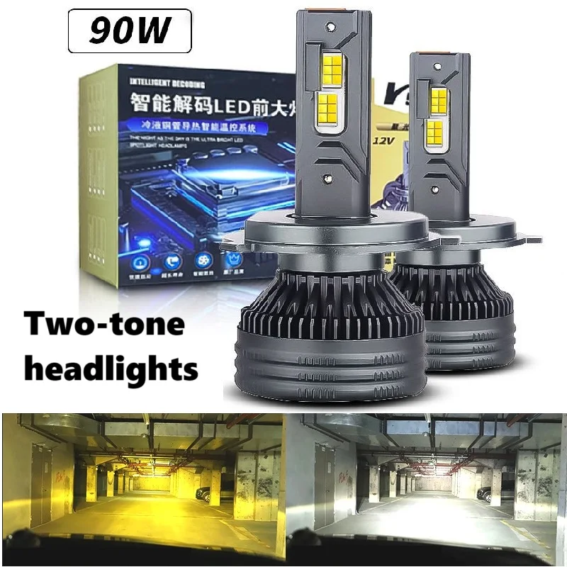 

H7 LED Headlight Bulb Car Fog Light 9005 HB3 9006 HB4 9012 H11 H8 H9 H1 H3 H4 White And Yellow Bi-color Auto Lamp 90W 12V 2PCS