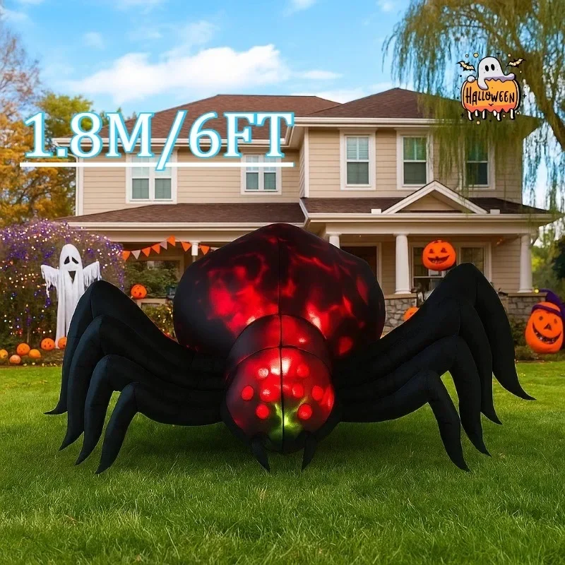 6FT Outdoor Inflatable Halloween Decor - Glowing Spider Toy, Ideal for Party, Garden, Yard and Home Decorations