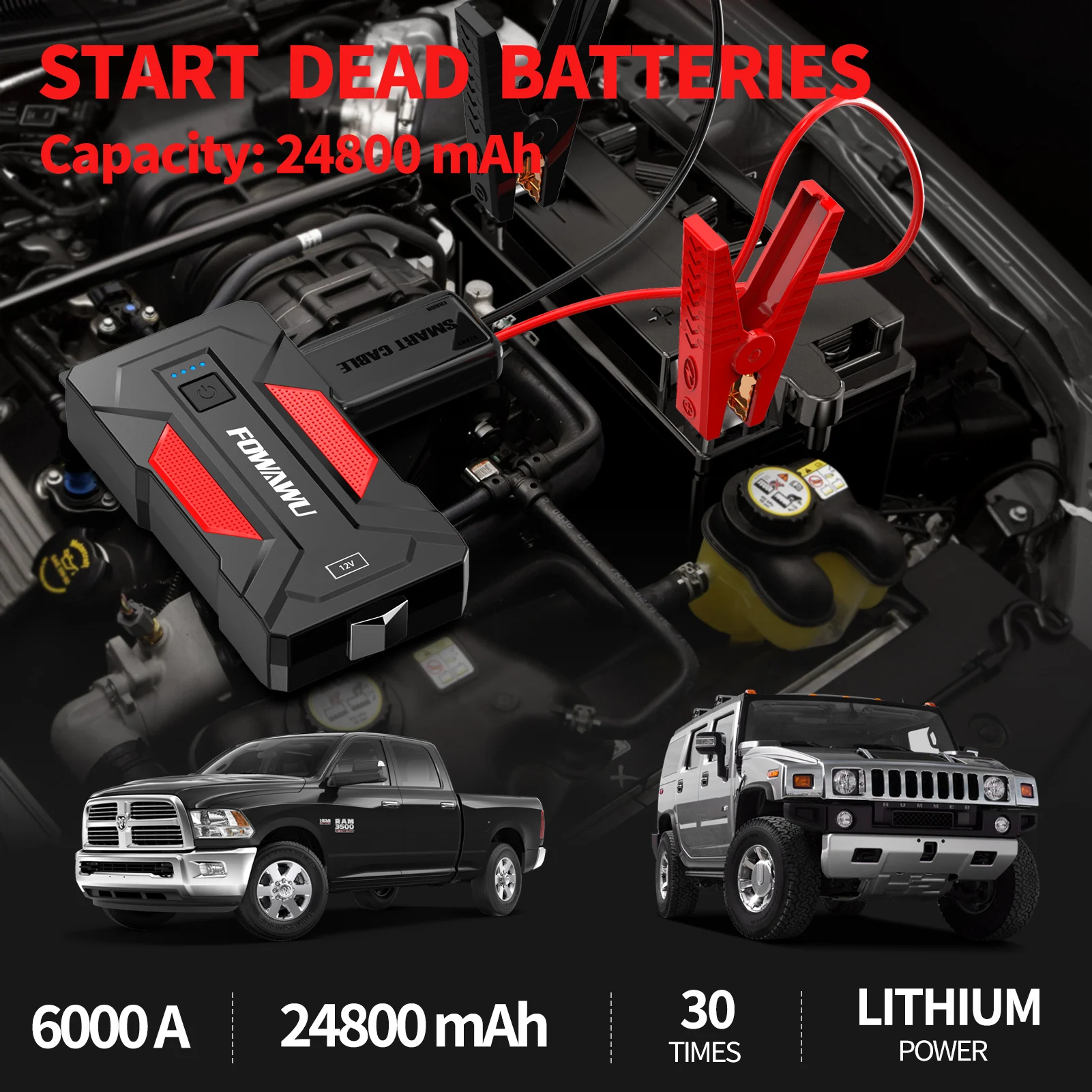 6000A سيارة الانتقال كاتب، الانتقال كاتب، 24800mAh بطارية السيارة الانتقال كاتب، سيارة الانتقال كاتب، بطارية محمولة البلوز كاتب #2