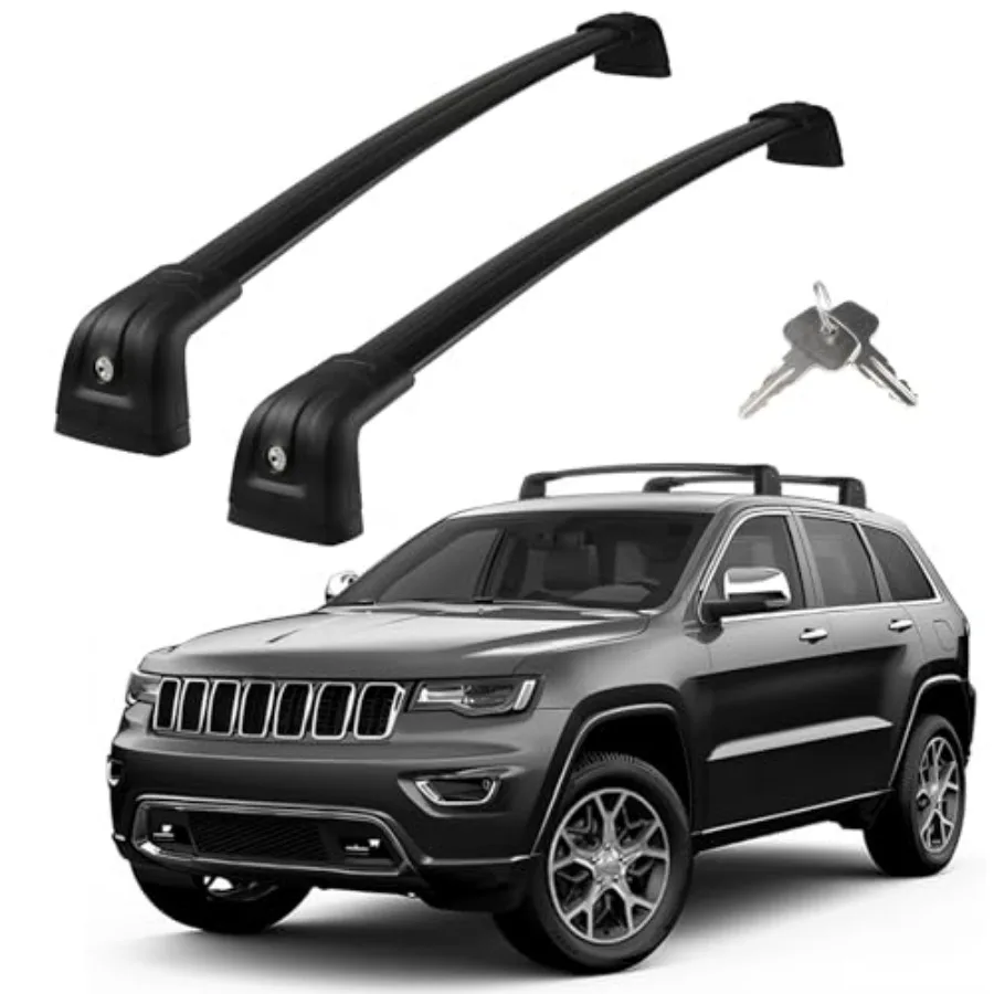 

Roof Rack Cross Bars for Jeep Grand Cherokee Altitude SRT Trackhawk 2011-2022 with Black Moldings Adjustable Aluminum 300 LBS A