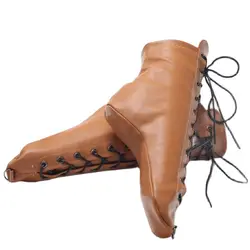 Sexy romanzo Heelless Ballet Heel Cross-tied Solid PU Leather Women Fetish Exotic Cosplay Boots calze Plus Size 36-46