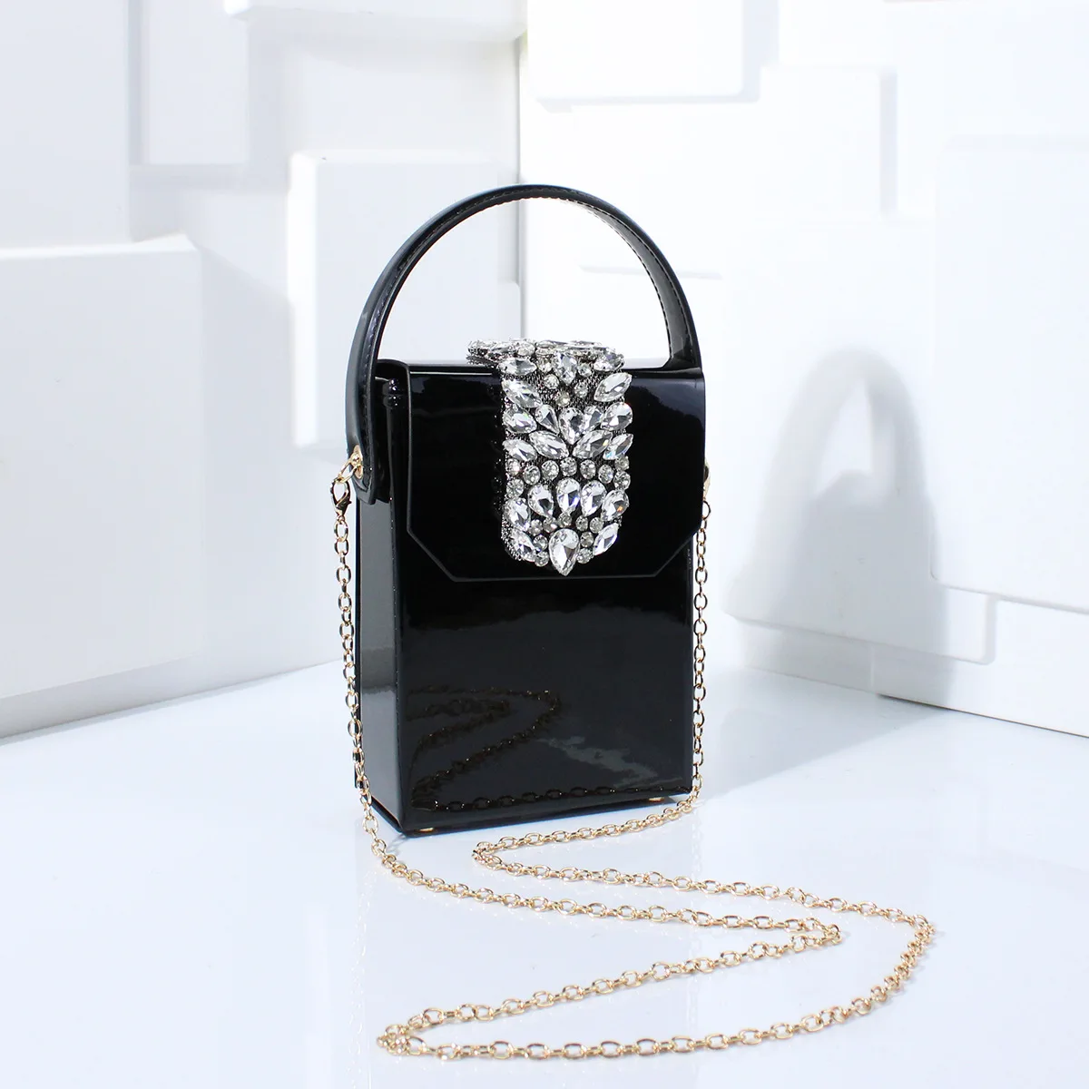 

Exquisite Compact Banquet Bag for Women Luxury Rhinestones Square Box Versatile Wedding Clutch Purse Evening Dress Bag
