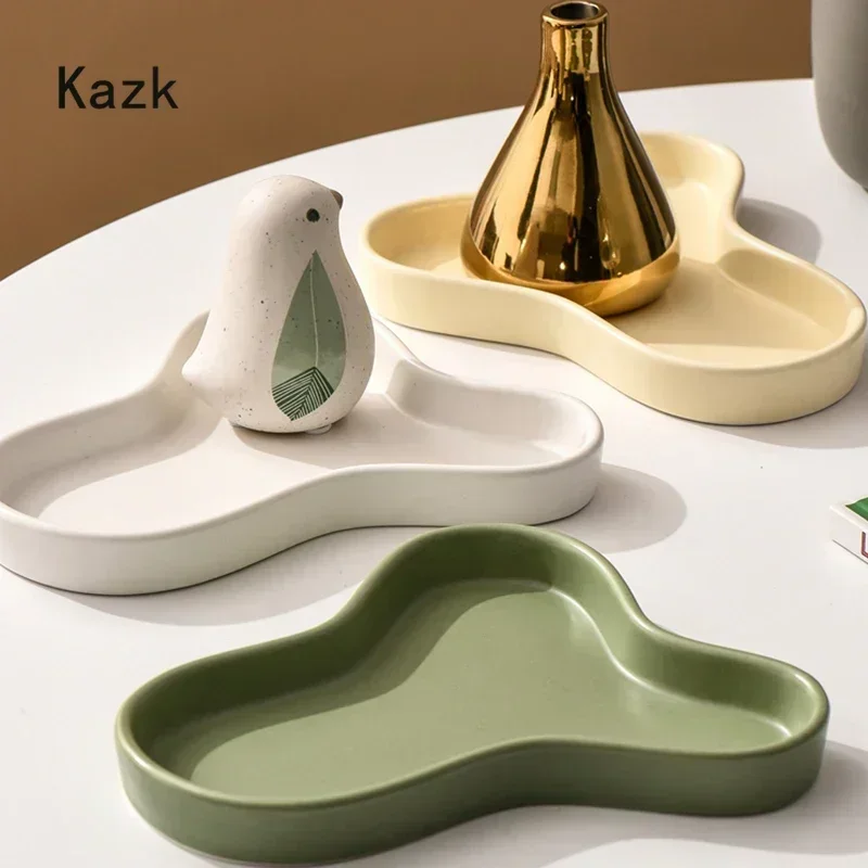 Nordic Irregular Ceramic Tray Kitchen Items Cake Stand Coffee Table Tray Dessert Aromatherapy Jewelry Storage Trays Decorative