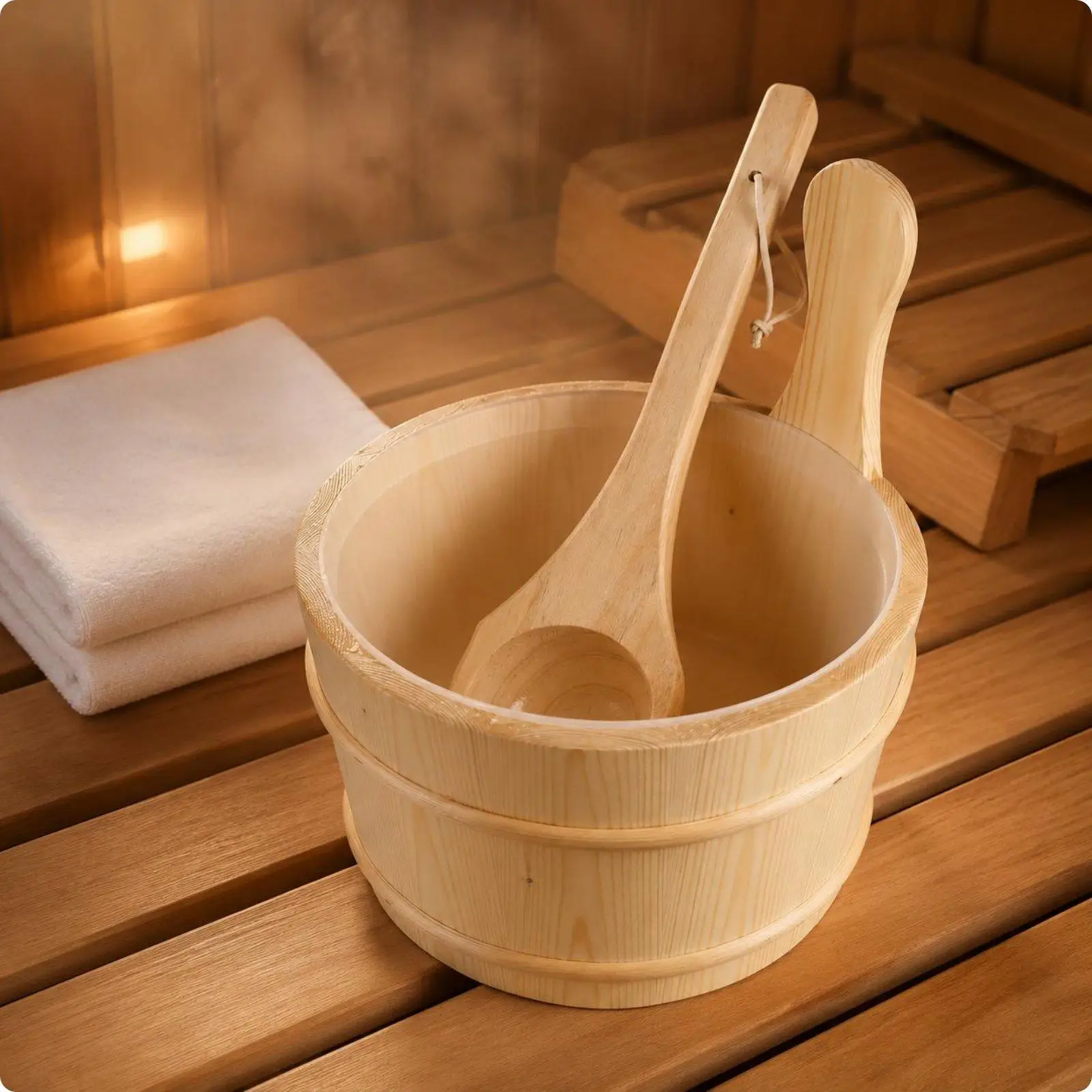Sauna Pail and Ladle Set Large Capacity Sauna Pail and Ladle for Steam Room