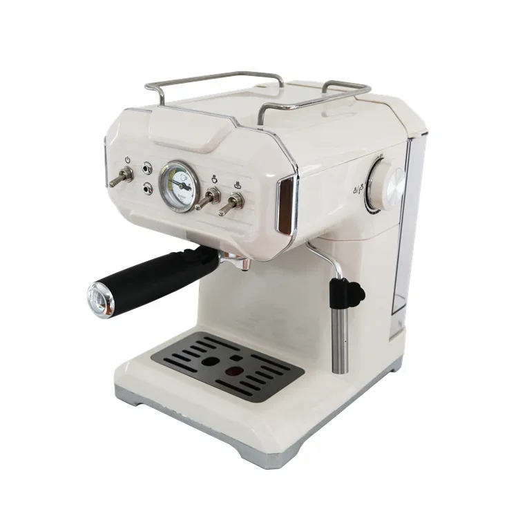 Cafetera semiautomática Espresso de plástico, vaporizador de leche, 110-240V, 1.5L, 15-20Bar, 850W, nuevo diseño Retro