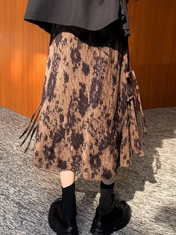 High Waist Midi Length Vintage Corduroy Asymmetrical Skirt Women's Autumn Winter Slimming A-Line Skirts plus Size