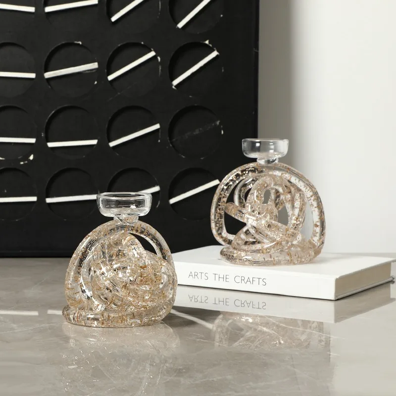 

Стеклянный простой прозрачный подсвечник, креативный художественный полосатый шаровой подсвечник ручной работы, современный роскошный абстрактный домашний декор