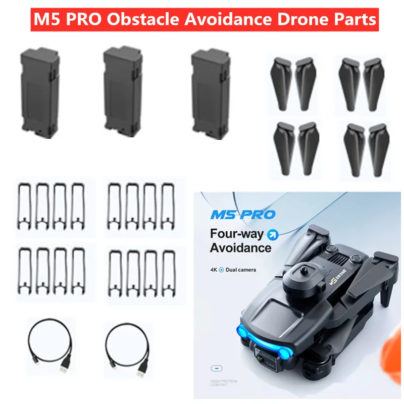 M5 RC Drone Battery 3.7V 1800mAh battery/Propeller/Protect frame for M5 Pro Dron Accessories M5 Dron Battery M5 Obstacle Avoidan