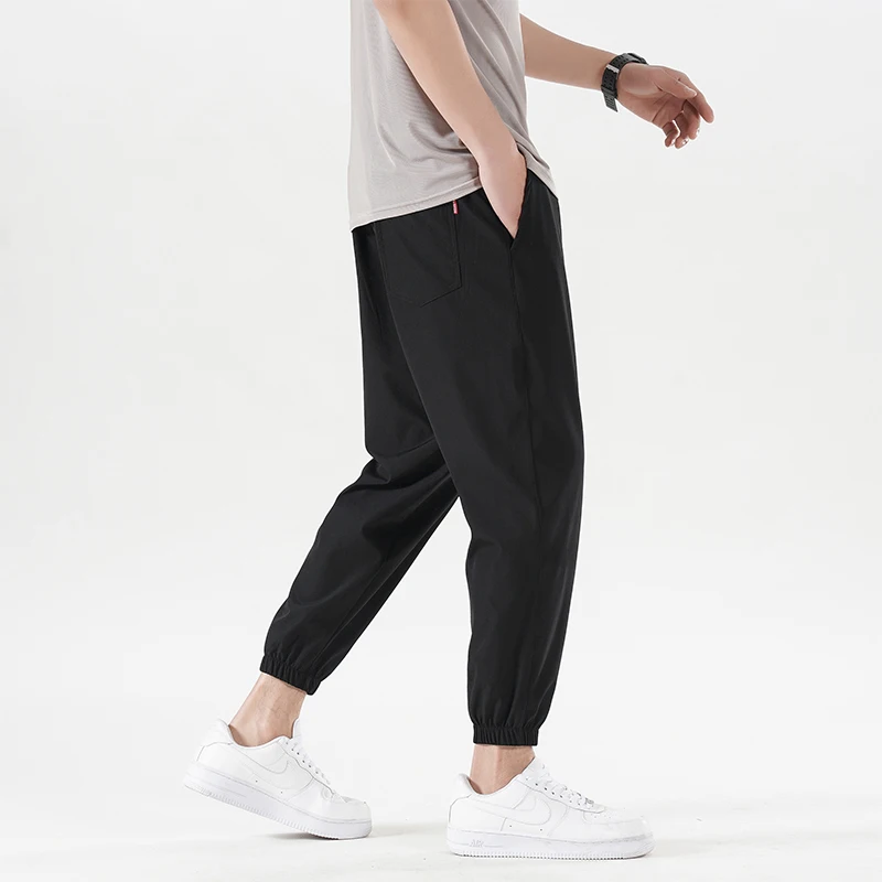 New Teenagers Summer 9-Point Harlan Pants Men'S Loose Thin Korean Small Foot Leisure Trend Fashion Ice Silk Quick Drying Trouser