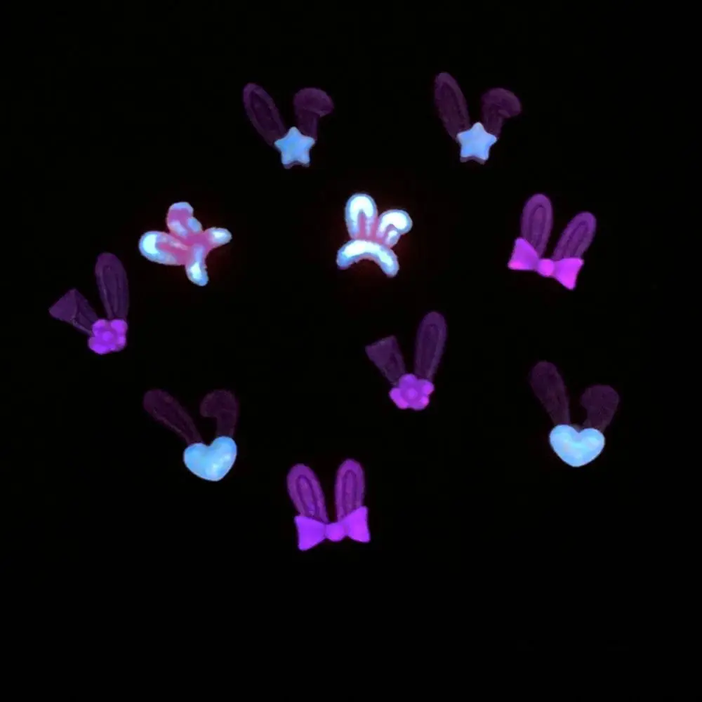 50 Pcs 3D Rabbit Ears Nails Decoration Cute Unique Design Nail Decorations Accessories Pink White Glow In The Dark