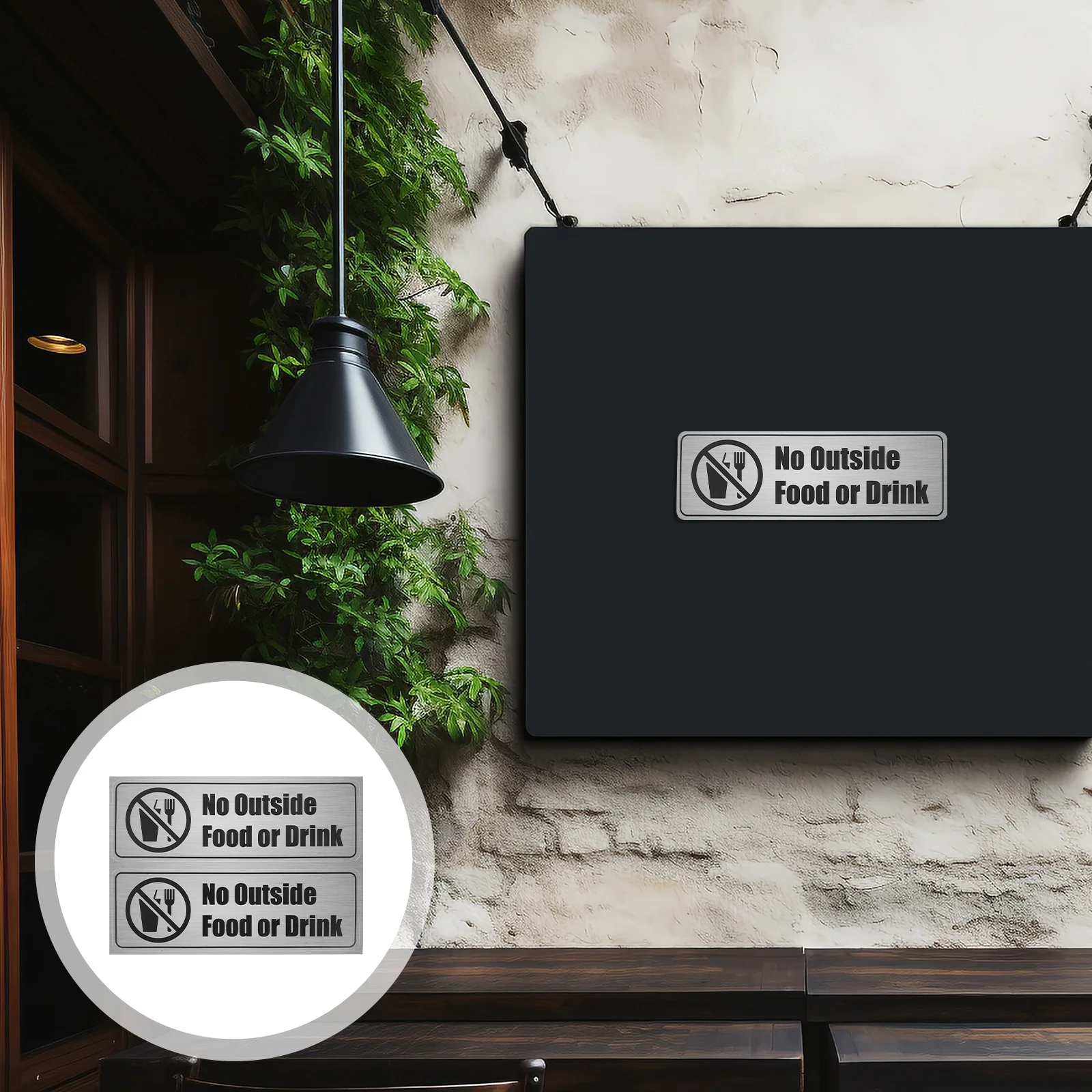 

8Pcs No Outside Food Allowed Stickers Self Adhesive PVC Decals for Office Restaurant Bars No Food from Outside Signs