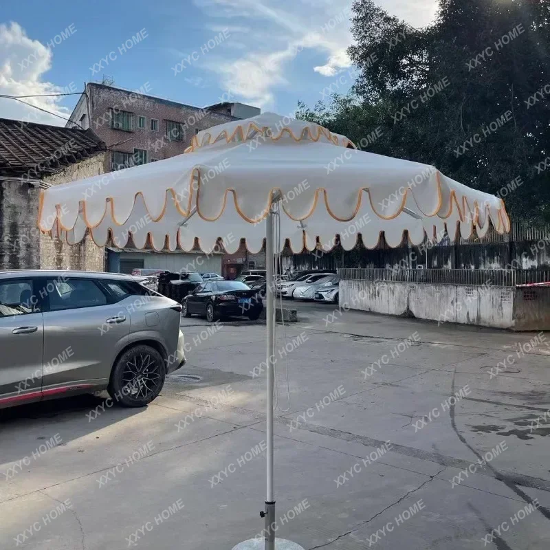 

L Beach Scenic Area Eight Bones Aluminum Alloy Middle Column Large Umbrella Tassel Wave Edge Creati