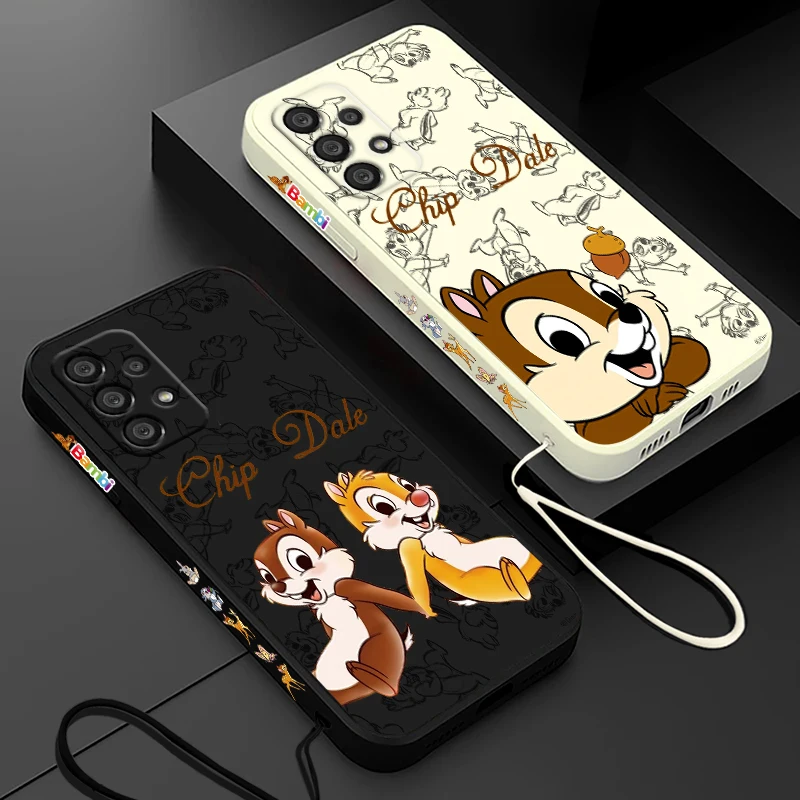 جراب هاتف أنيمي من Disney Chip Dale ، حبل يسار سائل ، مناسب لهواتف sabung A55 ، A53 ، A33 ، A52 ، A32 ، A71 ، A51 ، A21S ، A35 ، A25 ، 5G