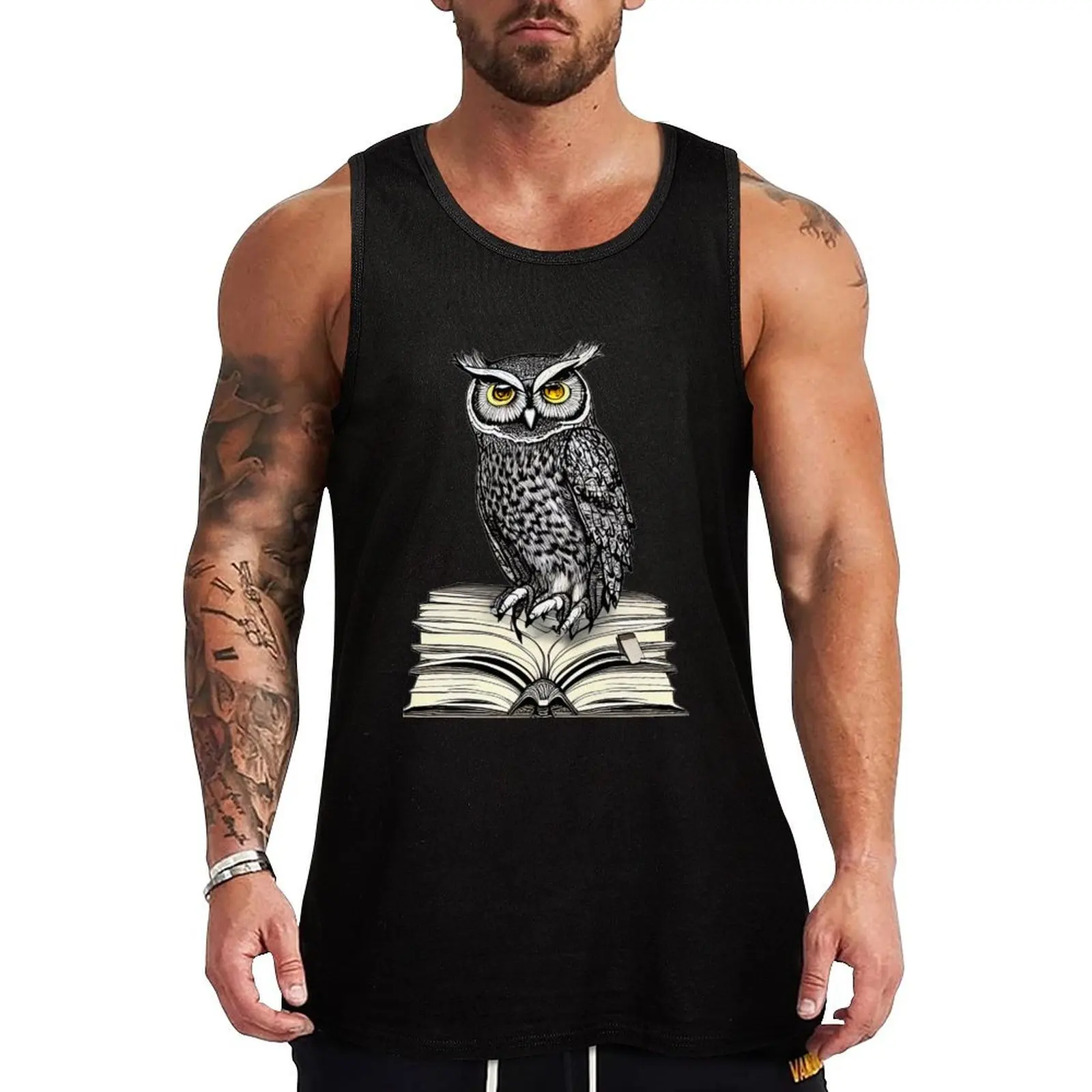 book and owl Tank Top Athletic Workout Tank Top Moisture Wicking Lightweight