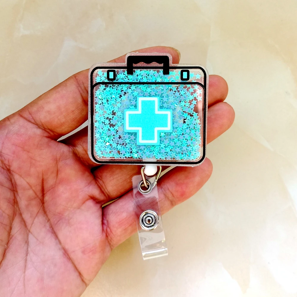 Hospital Medical Workers Women Mens Nurse Doctor Unisex Hard Shiny Acrylic Brooches Keychains Clip Badge Reel For Name Holders