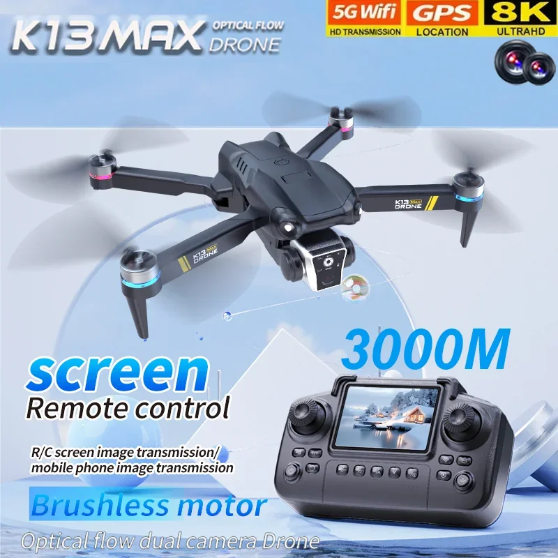 New K13 MAX Professional RC Drone WIFI FPV 8K HD Dual Camera Foldable Quadcopter Brushless Motor Aerial  Height Hold Toys Gifts