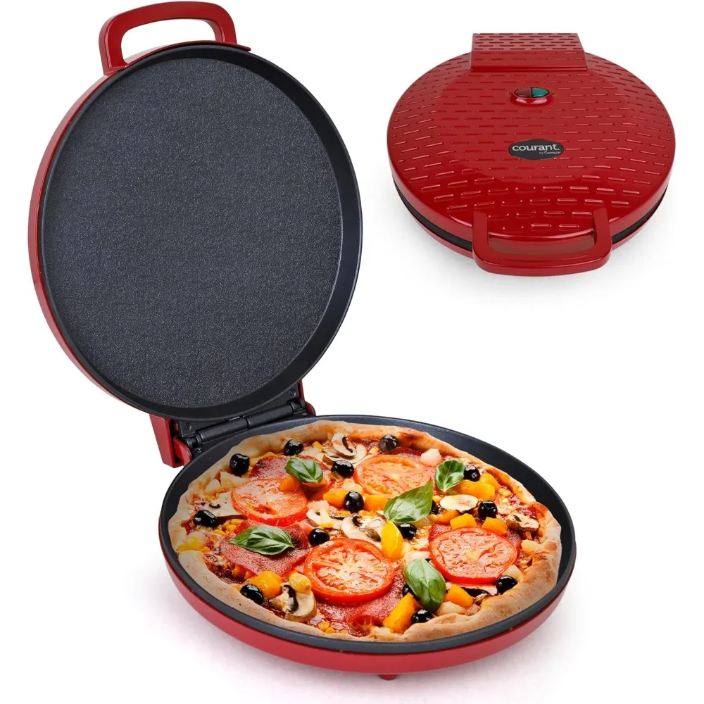 ماكينة بيتزا مقاس 12 بوصة، فرن بيتزا بمقبض بارد محسّن حديثًا، شواية/شواية داخلية مقاس 12 بوصة، أحمر